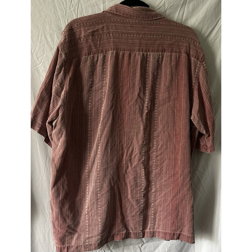 100% Silk Casual Short Sleeve Button Up XL  Johnston & Murphy Mens’s Red Design - Picture 8 of 10
